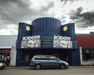 Outside view of Marquee of Academy Theater
