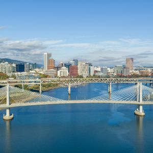 Portland\'s Tilikum Crossing bridge over the Willamette River